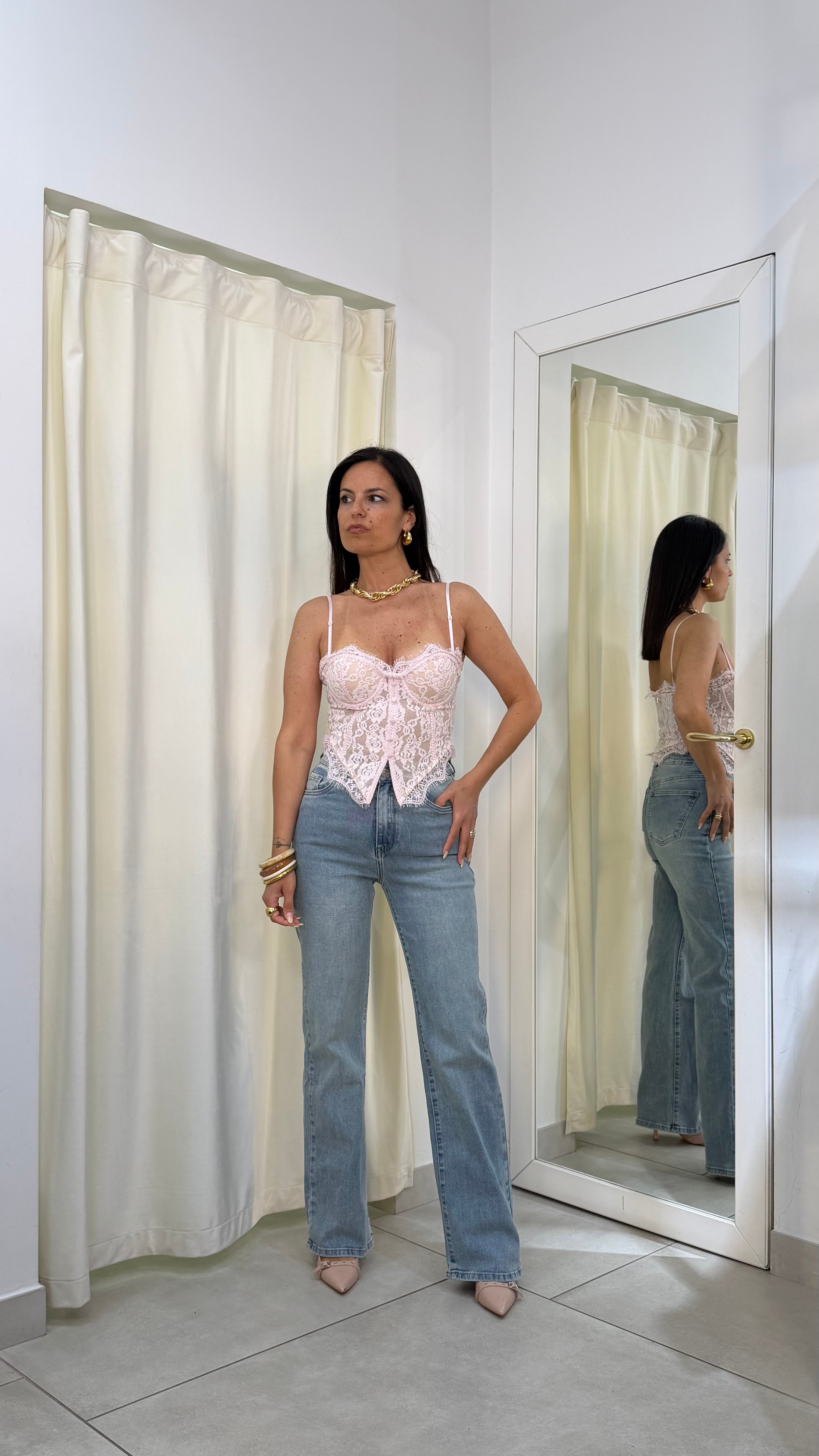 Denim wide leg blu