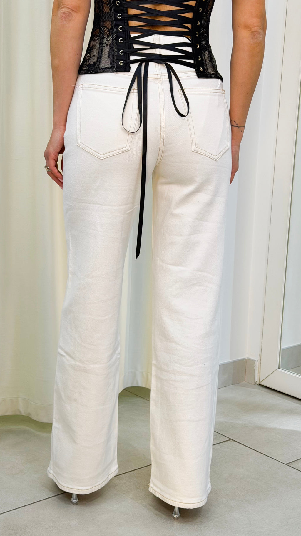 Denim wide leg bianco