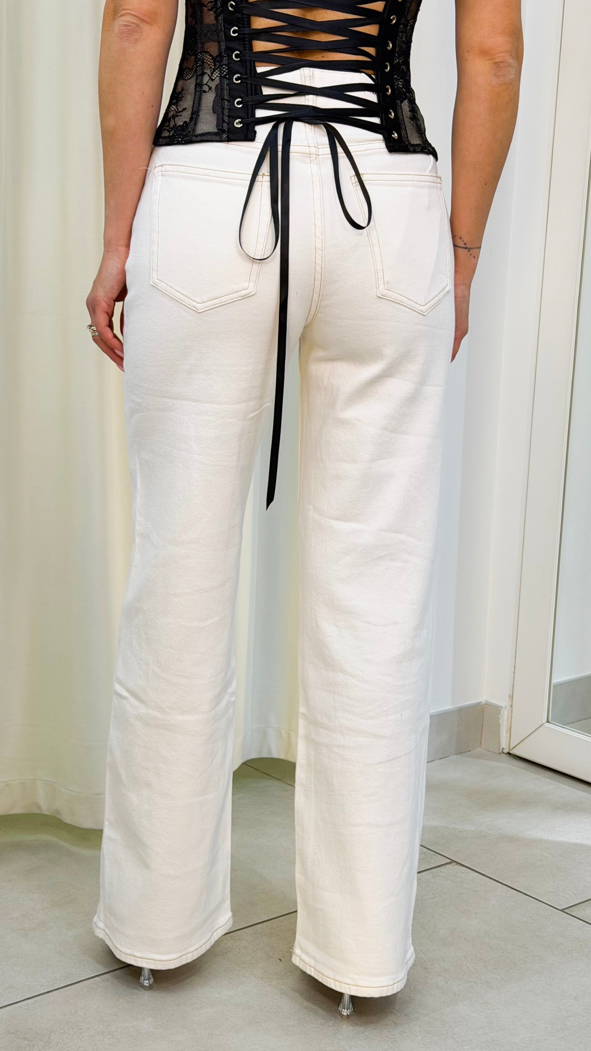 Denim wide leg bianco