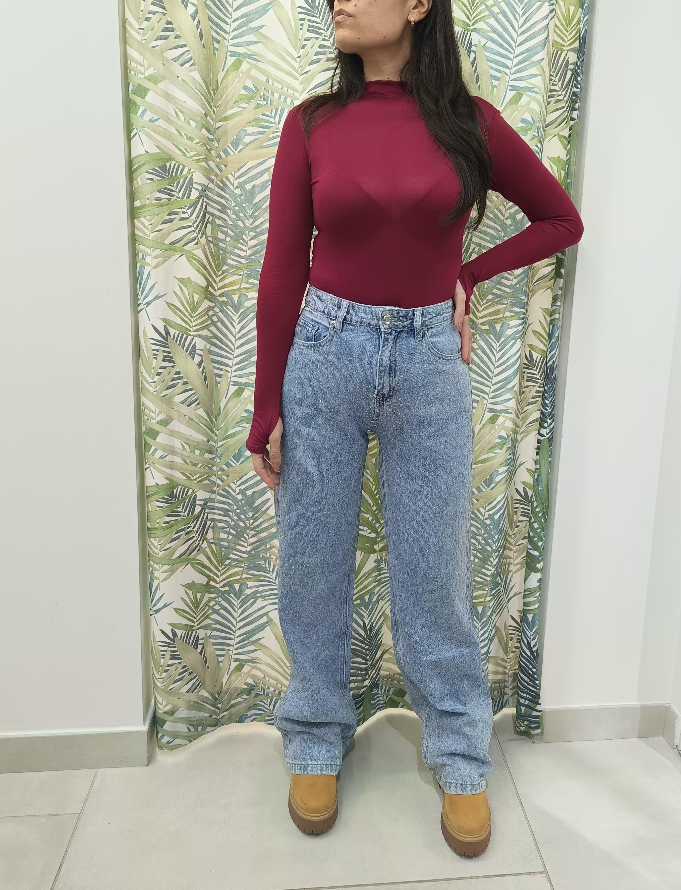 Jeans con cristalli