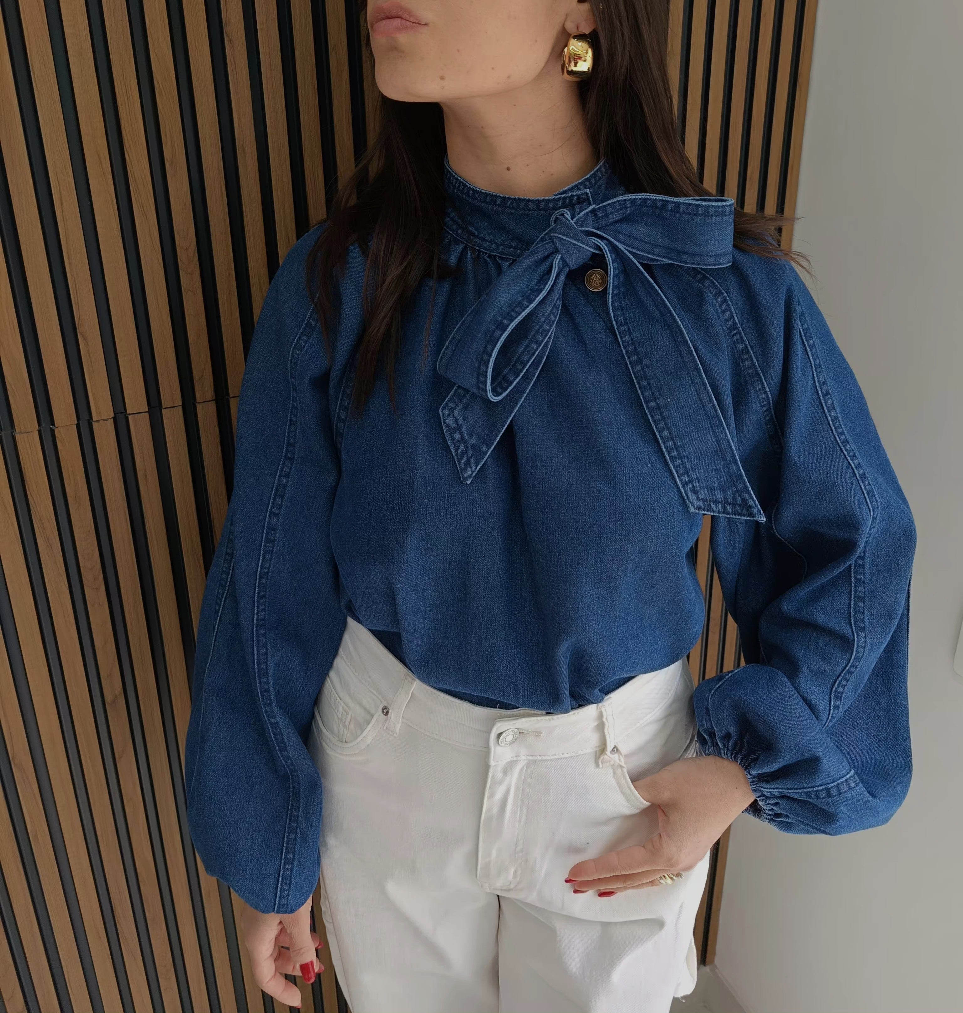 Camicia denim fiocco
