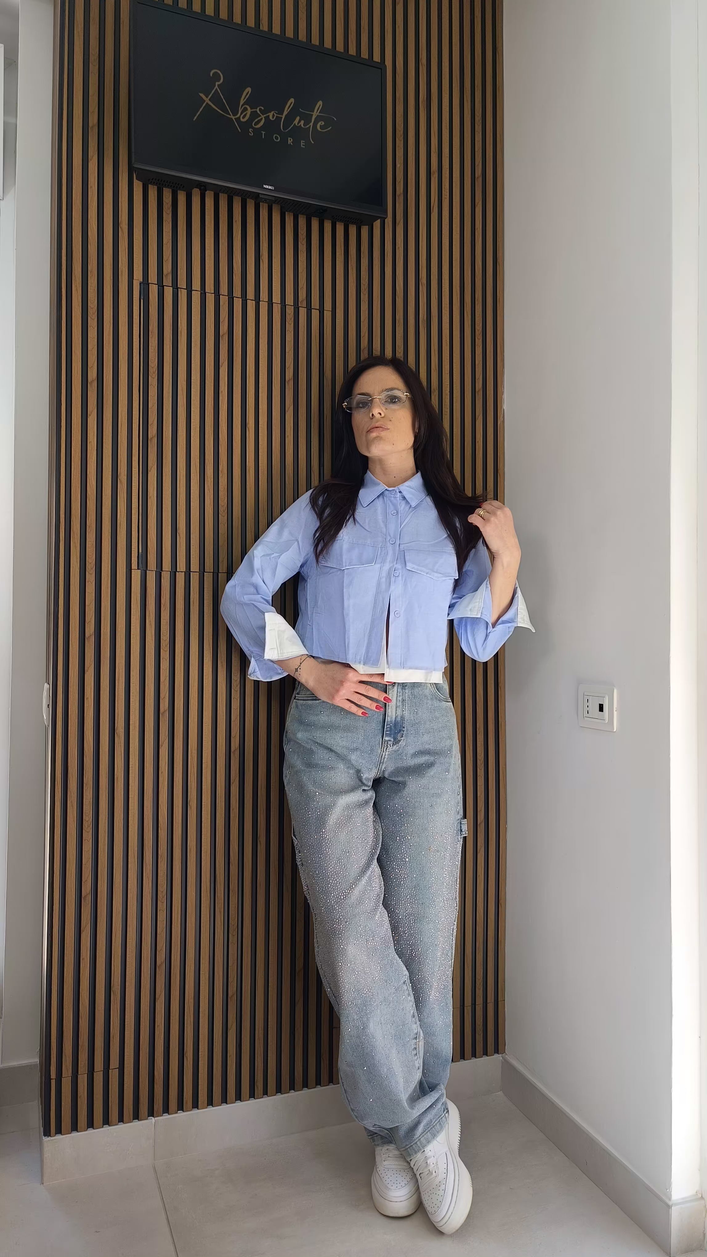 Jeans Carpenter elasticizzato brillantini