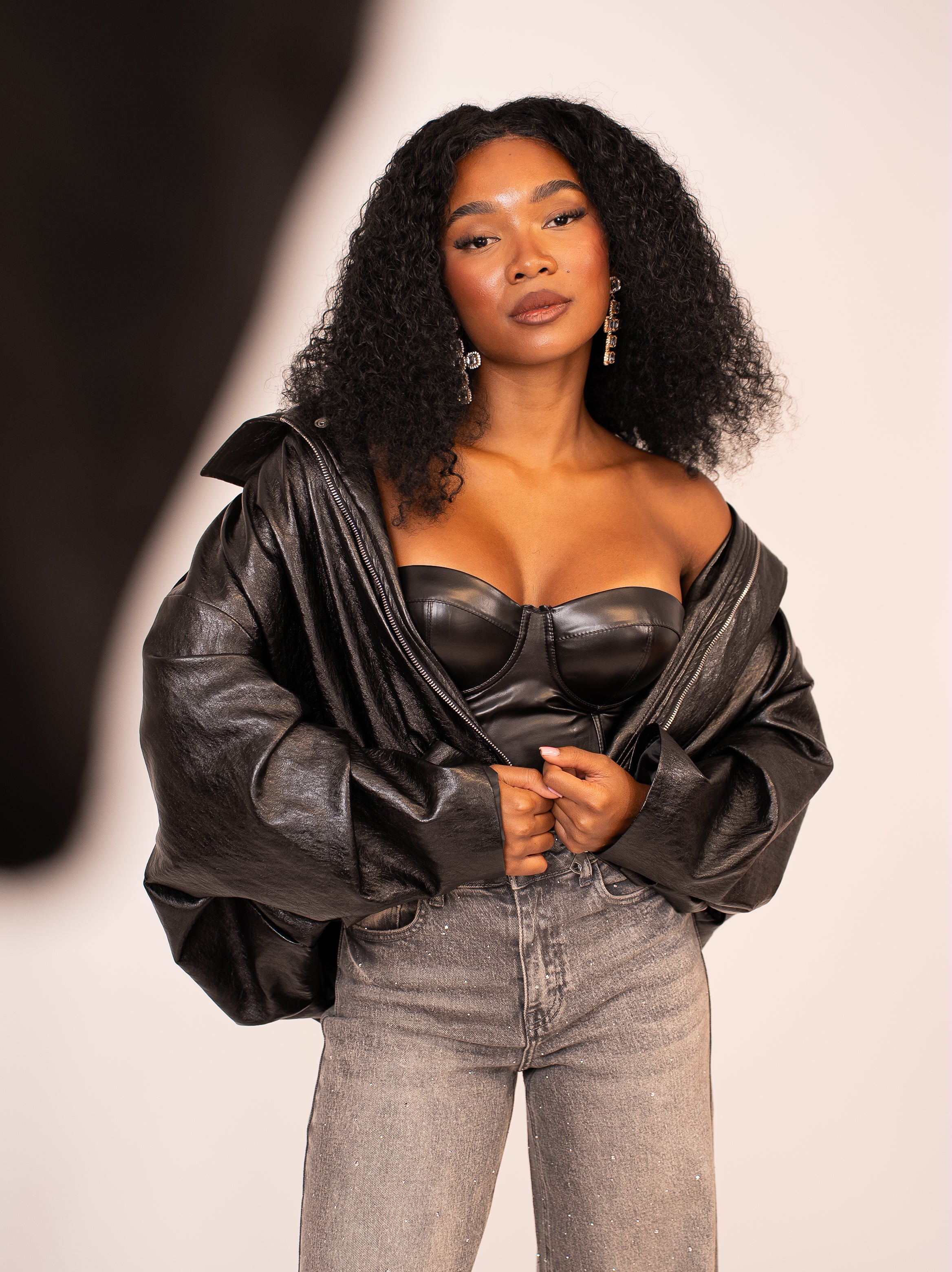 Bomber ecopelle justwest nero - Absolute Shop