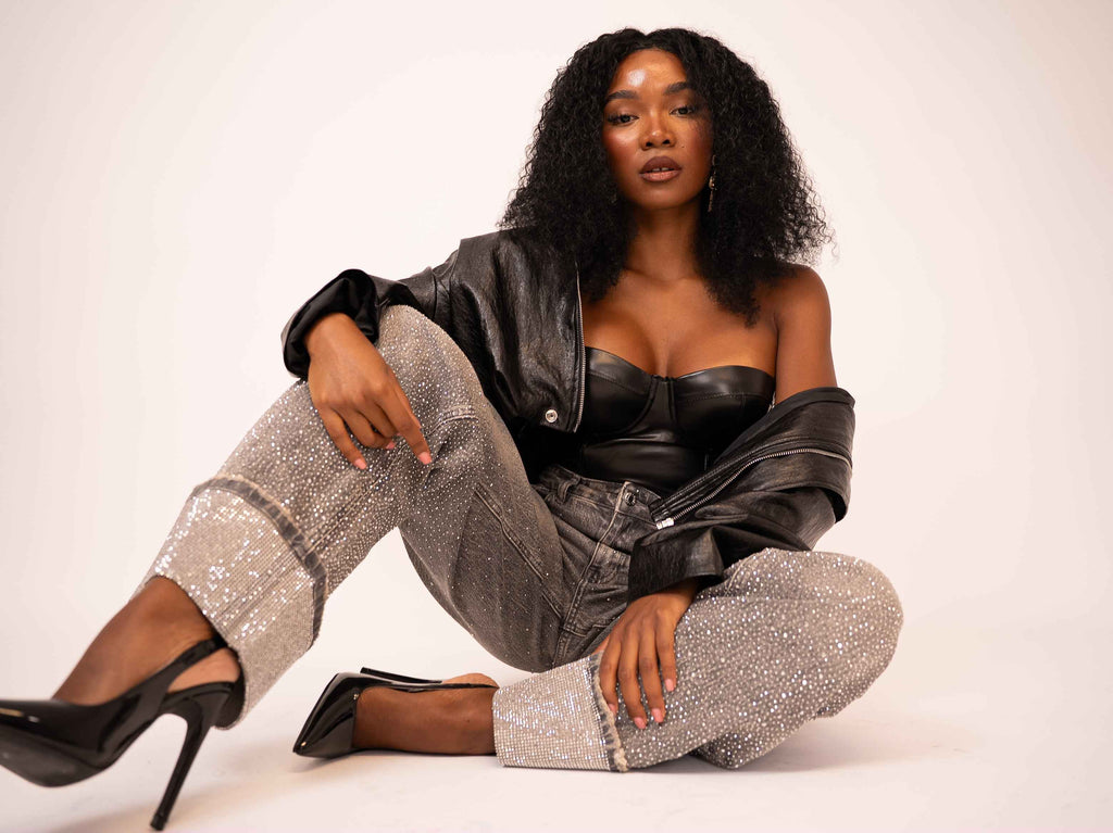 Denim piegone shine grigio