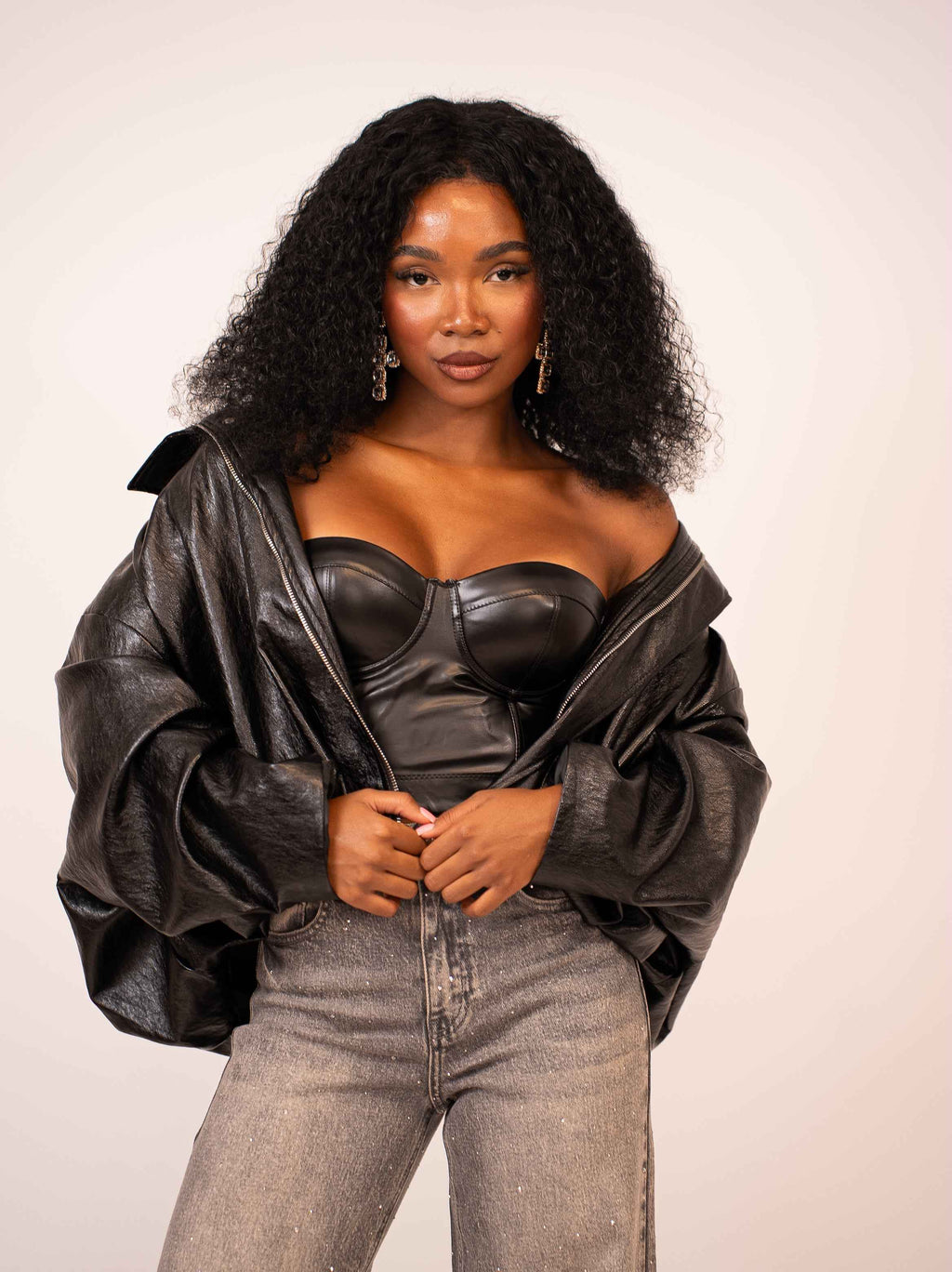 Bomber ecopelle justwest nero - Absolute Shop