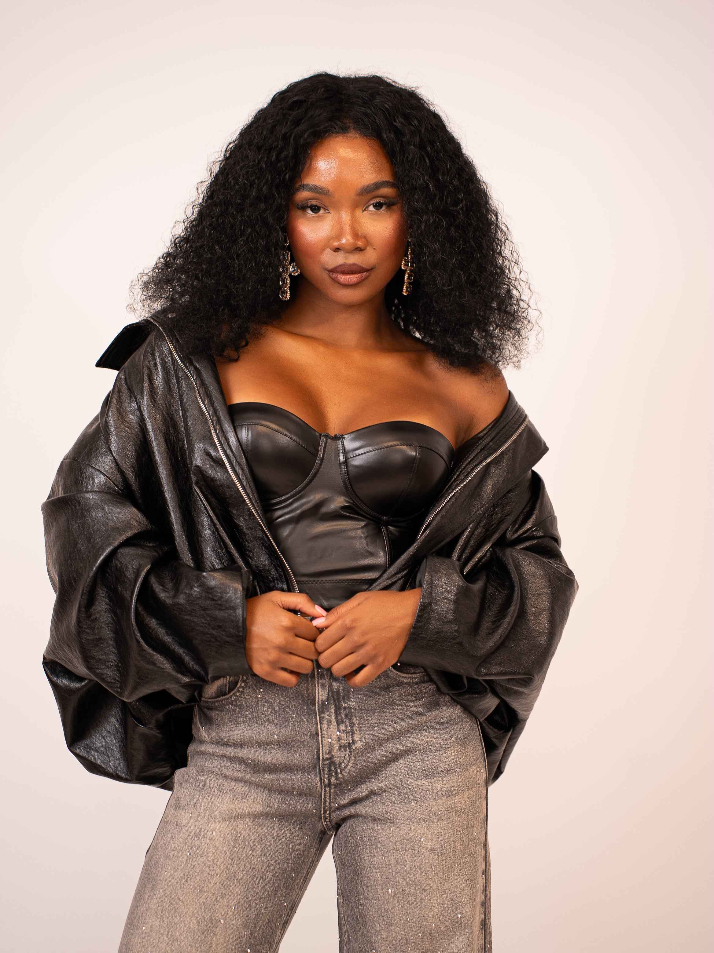 Bomber ecopelle justwest nero - Absolute Shop