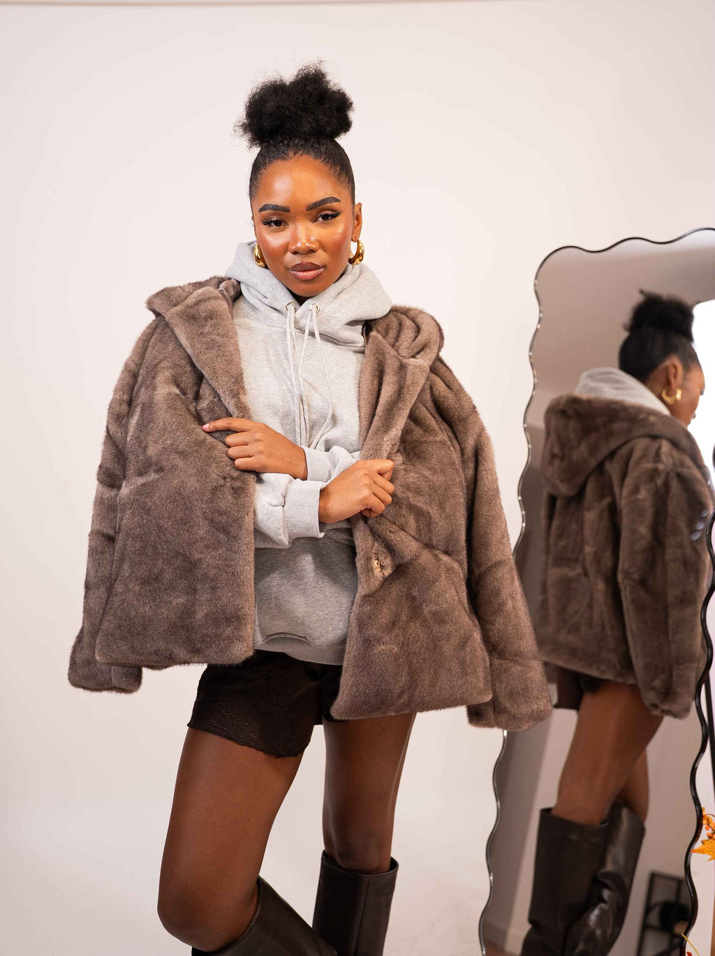 Ecopelliccia con cintura - Absolute Shop