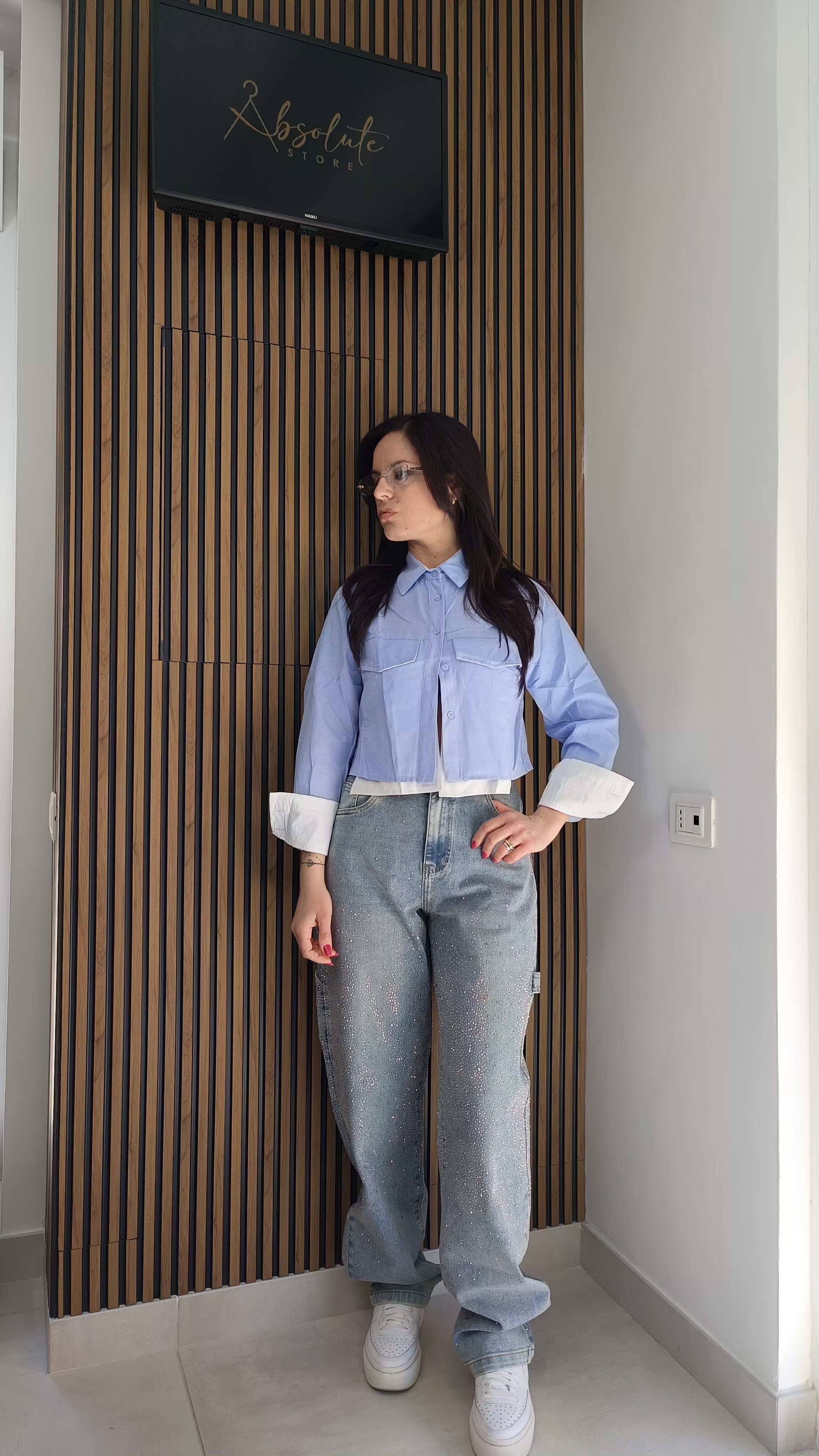 Jeans Carpenter elasticizzato brillantini